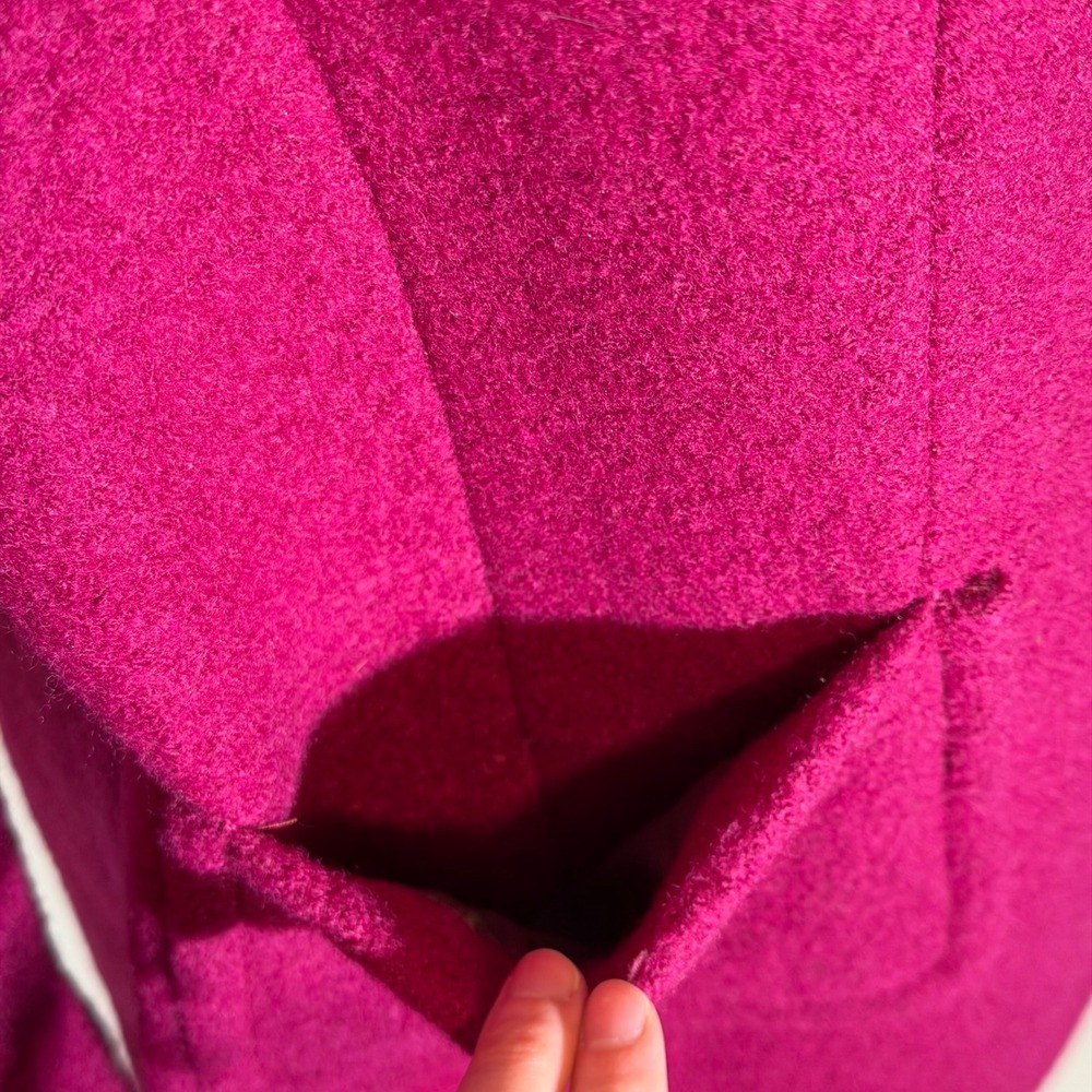Talbots Magenta Wool Blend Double Breasted Pea Coat Boucle Womens Petite Size 8P - Picture 5 of 12